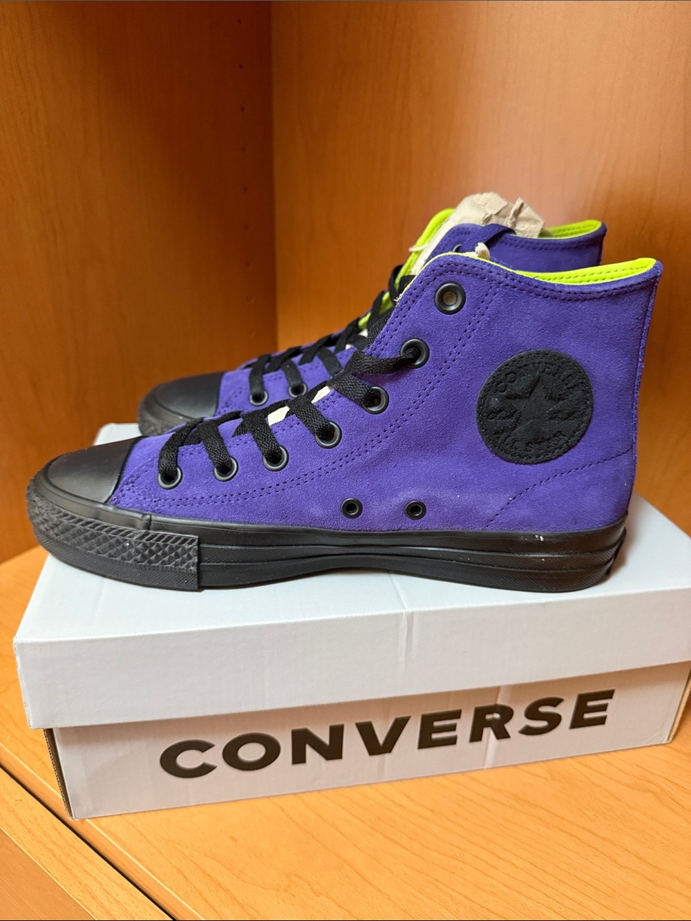 Converse Purple Suede High-Top Sneakers with Black Trim - Picture 3 of 4